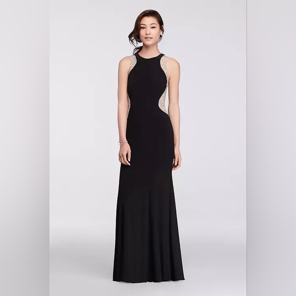 Xscape Sleeveless Long Black Dress With Beaded Sides From David's Bridal